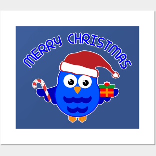 Merry Christmas Owl Posters and Art